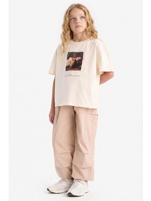 DeFacto Kız Çocuk Paraşüt Kargo Jogger Paça Pamuklu Pantolon D7607A825SM