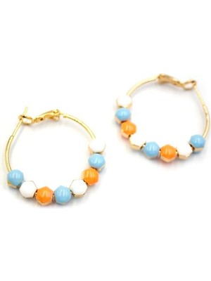 Mega Sepetim Mineli Halka Küpe - Turuncu