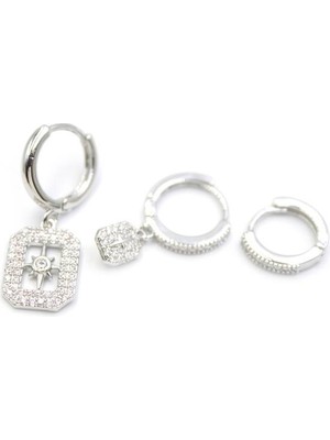 Mega Sepetim 3'lü Kutup Yıldızı Küpe - Gümüş