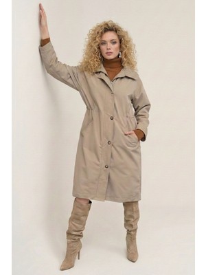 Rovebella Uniq Bej Kapüşonlu Trençkot