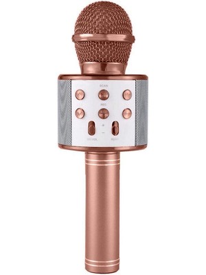 Go İthalat Karaoke Mikrofonlu Hoparlör - Şarjlı -Bluetooth Rose Gold (784)