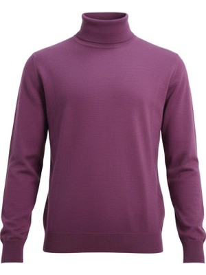 Uki Açık Mürdüm Yarım Balıkçı Triko Kazak