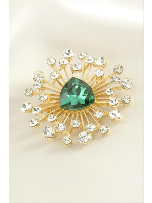 SHC4200 Oval Kristal Taşlı Broş