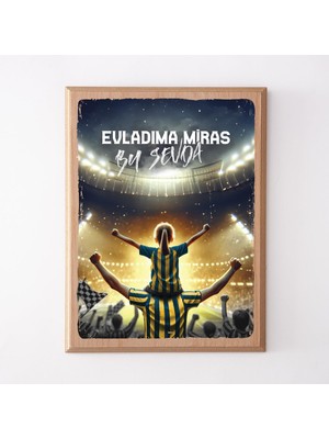 Sarı Lacivert Taraftarlara Özel Ahşap Tablo 22X30 cm