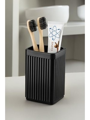Serisi Siyah Banyo Seti, 3 Parça Diş Fırçalık, Sıvı Sabunluk, Katı Sabunluk Aksesuar Takımı - 3465