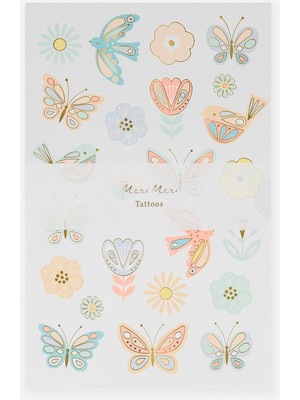 - Birds & Tattoo Sheet - Kuşlar & Kelebekler Geçici Dövmeleri - 2'li