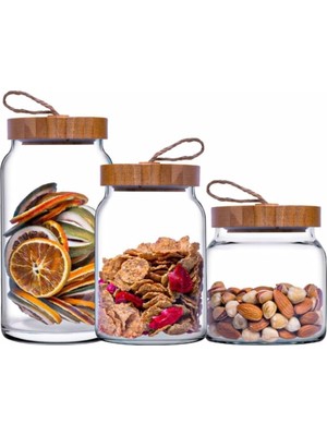 6'lı Bambu Kapaklı Kavanoz Seti