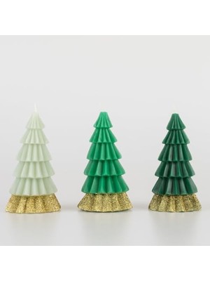 - Green Tree Candles - Yeşil Ağaç Mumlar (3'lü)
