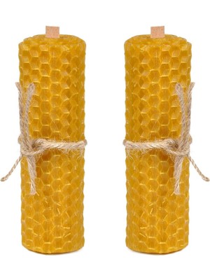 Ahşap Fitilli Doğal Bal Mumu 2'li Set