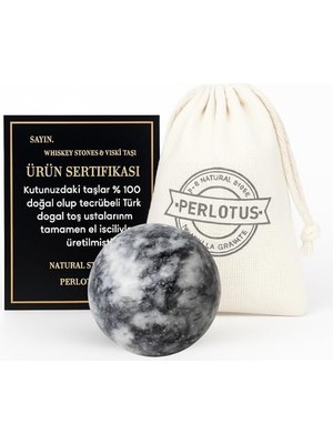 Neptün Yuvarlak Granit Mermer Viski Taşı 1 Adet Kesesinde Hediye Paketinde