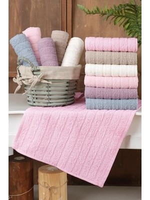 Tekstil Path | 12'li 30X50 cm El ve Yüz Havlu Seti | Mutfak Havlusu Pembe