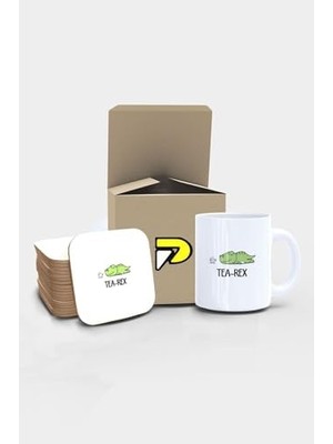 Tea-Rex Dinazor Komik Tasarımlı Baskılı Kupa Bardak Seti, Eğlenceli Özel Hediye Mug 2