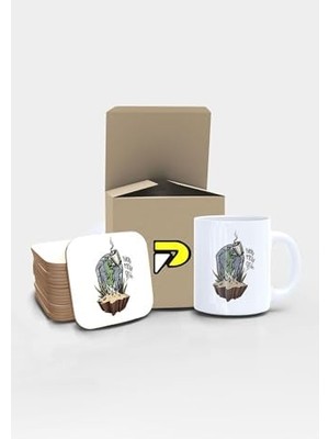 More Coffee Zombi Tasarımlı Baskılı Kupa Bardak Seti, Eğlenceli Özel Hediye Mug 2