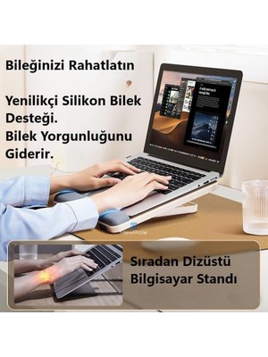 Taşınabilir Dizüstü Bilgisayar Standı Bilek Koruma Pedli Aayarlanabilir Yükseklik Kaymaz Padli Dizüstü Bilgisayar Standı/tablet/kitap ve Çizim Tabletleri ile Uyumludur