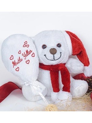 Baba,yılbaşı,20-25 cm Pelüş, 20 Cm, Atkılı Balonlu Tedy,yumuşak, Sevgiliye Hediye,ayı,peluş Ayıcık,plush Toys,oturan Ayı,ofis Hediyesi (Noelbeyaz)