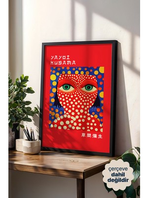 Persona Istanbul Yayoi Kusama "puantiyeli Portre" - Japon Pop Art Modern Sanat Posteri (Çerçevesiz)
