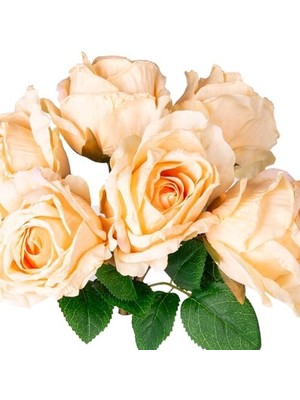 Yapay Çiçek Gül 6'lı Demet Açık Sarı 37 Cm.