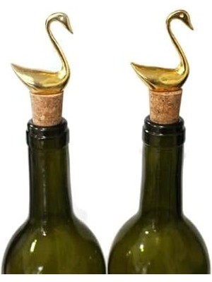 Altın Figürlü 2 Adet Mantar Tıpa - Şarap Yağdanlık Şişe