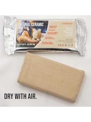 Renovon 16 Parça Ahşap Seramik Oyma Aleti Seti Polimer ve Doğal Kil Çömlekçilik Heykel Çocuk Yetişkin Sanatçı Için El Sanatları Aksesuar ve Model Yapımı, 250 gr Doğal Beyaz Kil ile (Beyaz Kil)