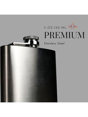 5 Oz 150 cc Cep Tipi Vidalı Kapak Çelik Konyak Viski Içki Matarası(Hunili)