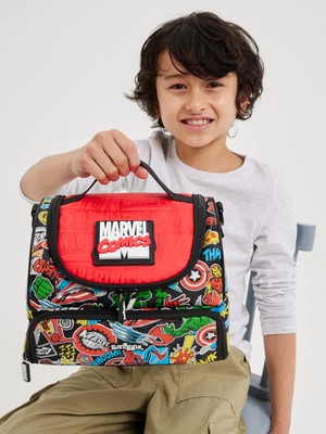 Smiggle Smıggle Marvel Lisanslı Büyük Boy Çift Bölmeli Beslenme Çantası – Omuz Askılı, Siyah