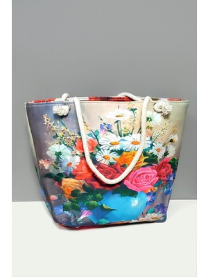 SHC4200 Gül Desenli Plaj Çantası