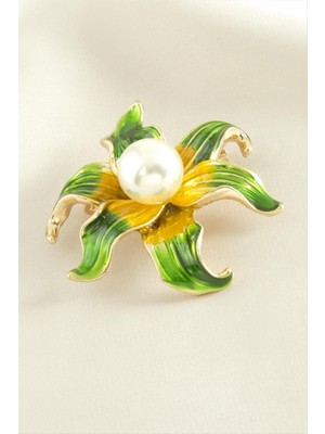 SHC4200 Çiçek Mineli Inci Broş
