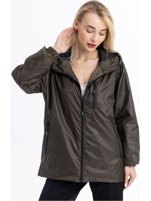 D1fference İçi Astarlı Su ve Rüzgar Geçirmez Cepli Kadın Yağmurluk