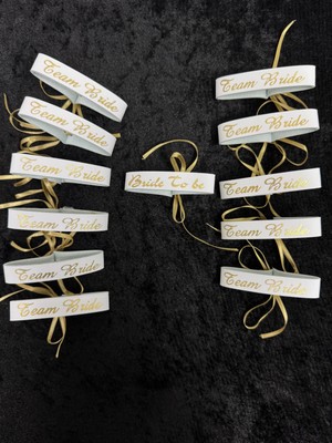SırmalıHome Bekarlığa Veda Partisi Için 'bride To Be' ve 'team Bride' Yazılı Gold 12 Adet Ipli Deri Bileklik