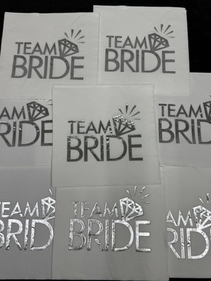 SırmalıHome Bekarlığa Veda Partisi Için Baskılı Peçete 16 Adet 'team Bride' Yazılı Gümüş