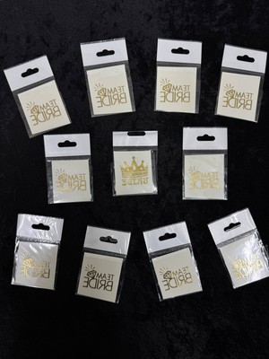 SırmalıHome Bekarlığa Veda Partisi Için 1 Bride ve 10 Team Bride Yazılı 11 Adet Gold Geçici Nedime Dövmesi