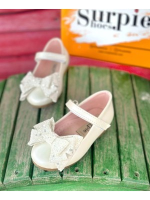 Surpie Shoes Kız Çocuk Ortopedik Pullu Fiyonk Detaylı Babet, Çocuk Ortopedik Babet