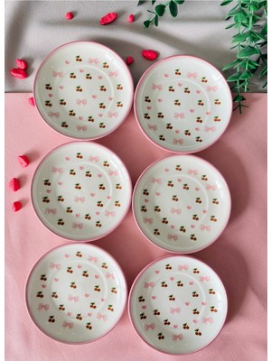 Yiğit Seramik Züccaciye Kiraz 6 Adet Çay Tabağı