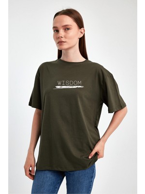 Yakamor Unisex Oversıze Baskılı Sıfır Yaka Tshırt