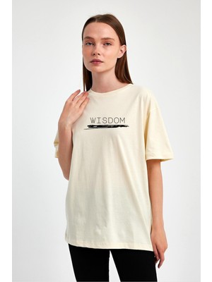 Yakamor Unisex Oversıze Baskılı Sıfır Yaka Tshırt