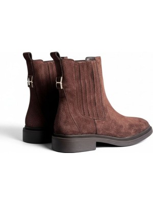 Ne&Ve Shoes Kahve Kadife Iki Yandan Lastikli ve Tokalı Kadın Chelsea Bot