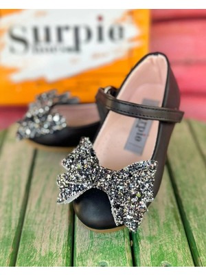 Surpie Shoes Kız Çocuk Ortopedik Pullu Fiyonk Detaylı Babet, Çocuk Ortopedik Babet