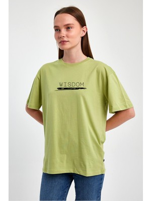 Yakamor Unisex Oversıze Baskılı Sıfır Yaka Tshırt