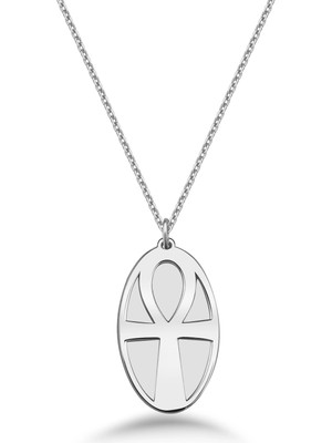 Mavili Gümüş Ankh Gümüş Kolye