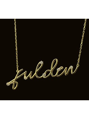 Mavili Gümüş Yeni Trend Taşlı Gümüş Isim Kolye