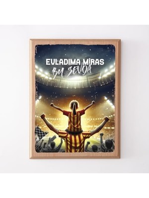 Sarı Kırmızı Taraftarlara Özel Ahşap Tablo 22X30 cm