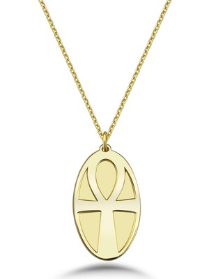 Mavili Gümüş Ankh Gümüş Kolye