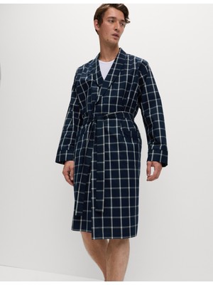 Marks & Spencer Pamuk Karışımlı Kareli Sabahlık
