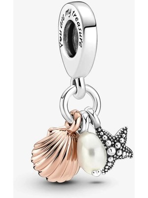 Nur Silver Deniz Kabuğu, Deniz Yıldızı ve İncili Gümüş Charm NUR-BL00282
