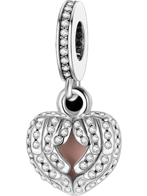 Nur Silver Melek Kanatlı Kalp Gümüş Charm NUR-BL00292