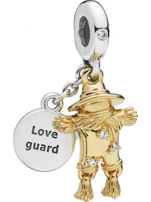 Nur Silver Sallantılı Gold Renkli Korkuluk Gümüş Charm NUR-BL12410
