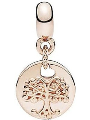 Nur Silver Rose Renkli Sallantılı Hayat Ağacı Gümüş Charm NUR-BL12411