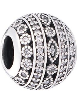 Nur Silver Yuvarlak Zirkon Taşlı Işıltılı Gümüş Charm NUR-BL01019