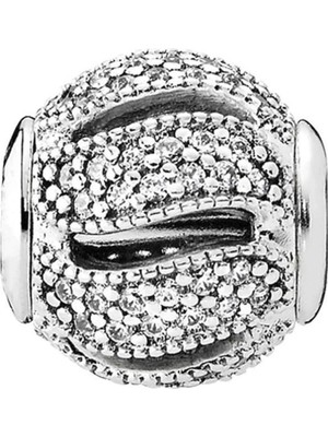 Nur Silver Işıltılı Yuvarlak Gümüş Charm NUR-BL01015