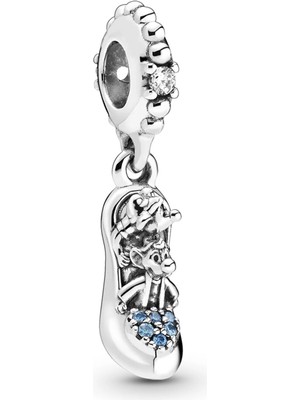 Nur Silver Sindirella Ayakkabısı Ve Fareler Sallantılı Gümüş Charm NUR-BL06609